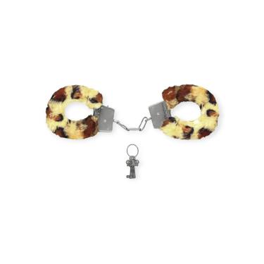 Imagem de Algemas com Pelúcia e Chaves Onça em Metal e Tecido Azul com Trava de Segurança Ajustável SI