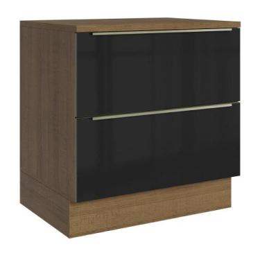 Imagem de Balcão De Cozinha 80 Cm 2 Gavetas Rustic/preto Lux Madesa Rustic/preto