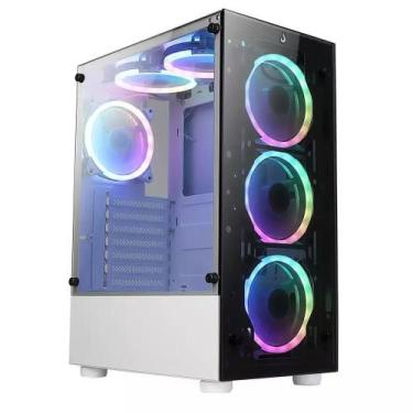 Imagem de Gabinete Gamer ATX Rise Mode Glass 06x White 6 Fans ARGB e Controlador