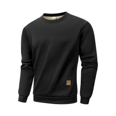 Imagem de Moletom Masculino Quente Com Forro De Lã Para Outono/Inverno, Casual, 