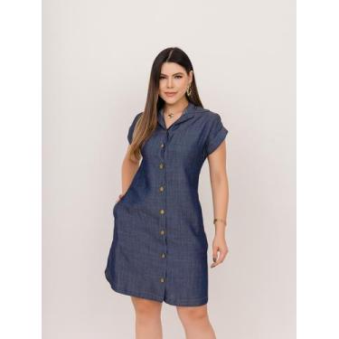 Imagem de Vestido Curto em Tencel com Manga, Botões e Bolsos Laterais - Wesley C