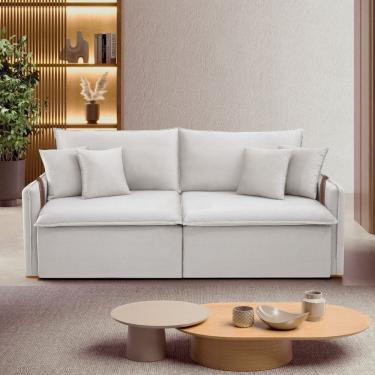 Imagem de Sofá Cama Retrátil e Reclinável 2 Lugares Pés Madeira Maciça 200cm Windsor Yescasa Gelo