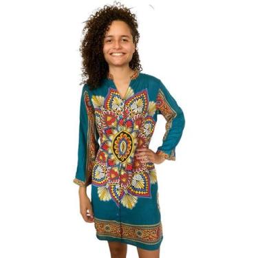 Imagem de Bata Túnica Indiana Feminina Chemise Estampada Boho Hippie - Deeyaa, G