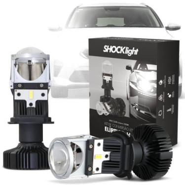 Imagem de Par Lâmpada Led H4 12V Mini Projetor Canhão Elíptico Shocklight 5200 L