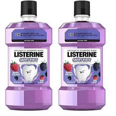 Imagem de Enxaguante bucal Listerine Smart Rinse Kids sem álcool 500mL x2