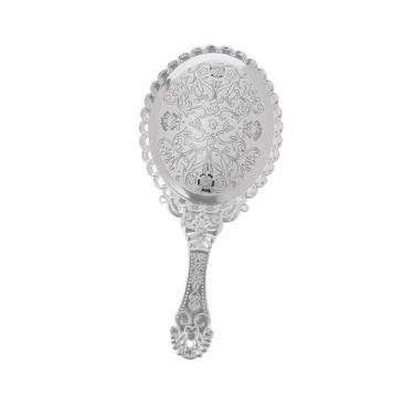 Imagem de Espelho De Mão Oval Estilo Vintage Cor da moldura: Prata - Genérico
