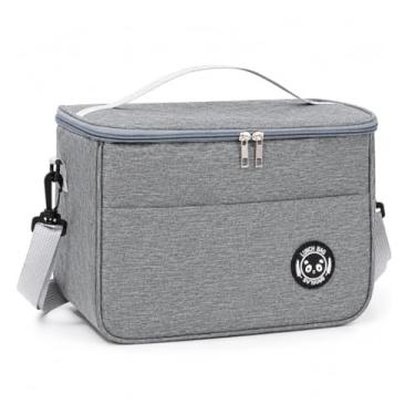 Imagem de Bolsa Térmica Lancheira com Alça e Bolso Lateral – Para Marmita, Trabalho, Academia, Escola e Passeios (Cinza)