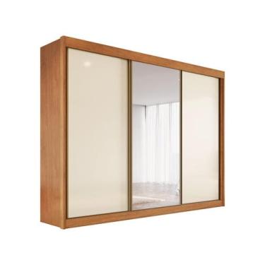 Imagem de Guarda-roupa Casal com Espelho 8 Gavetas 3 Portas de Correr Conquista 