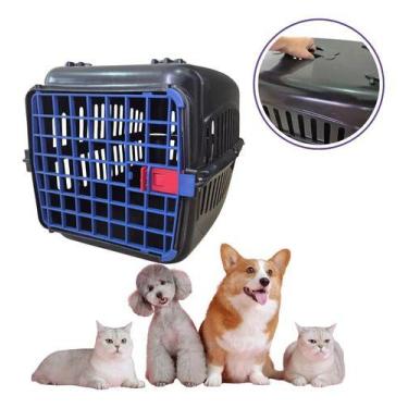 Imagem de Caixa De Transporte Para Cães Gato Coelho Porte Medio N3 Preto Com Azu