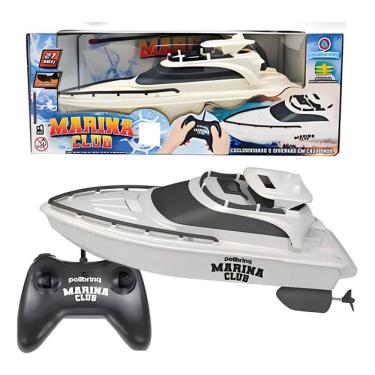 Imagem de Barco Lancha Agua Marina Club 26 Cm Controle Remoto – 2 Motores – Bateria Recarregavel - Polibrinq