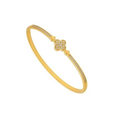 Imagem de Bracelete Trevo com Zircônias - Banhado em Ouro 18k - Tri Gata Semijoi