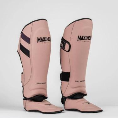 Imagem de Caneleira Profissional Pro Bege Roxo Muay Thai e Kickboxing Maximum, B