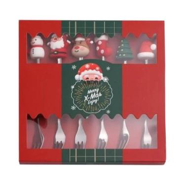 Imagem de Conjunto De Talheres De Natal Dourado E Prateado 6/4 Peças Com Design 