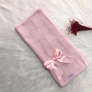 Imagem de Manta Para Bebê Tricô Tricot Quadriculada - Mimo da Cegonha, Rosa Bebê