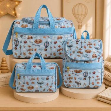 Imagem de Kit 3 Bolsas Maternidade Bebe Várias Cores Menina/Menino Cor:Azul Bebê