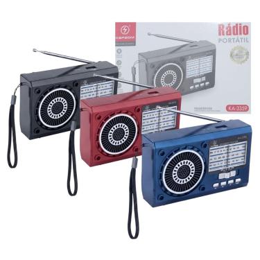 Imagem de Rádio Kapbom KA-3359 Recarregável com Energia Solar e Entradas USB TF AUX-IN Bivolt Vermelho