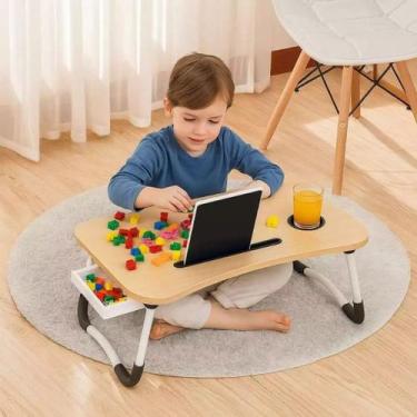 Imagem de Mesa Notebook Dobrável Suporte Apoio Trabalha Bandeja Pezinho Cama Mov