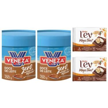 Imagem de Kit 2 Doce De Leite Veneza Zero Adição De Açúcar 250gr + 2 Torrada Lev