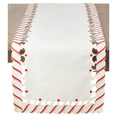 Imagem de SARO LIFESTYLE Caminho de mesa de bengala de doces marfim - 40,64 cm x 182,88 cm (16" x 72")