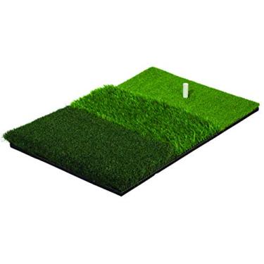 Imagem de Franklin Sports Tapete de golfe Tri-turf com camiseta de borracha – Auxílio de prática de golfe para todos os níveis – Grama portátil para golfe dirigir, verde multi, (modelo: 92502X)