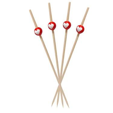 Imagem de Espeto Bolinha Coração Branco e Vermelho 12 cm Drocração