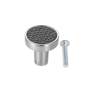 Imagem de Alça de couro Botão de vintage liga de liga preto/marrom único buraco 96mm / 128mm decoração armário armário armário armário moderno YYDFPIIA (Color : Diameter 24mm Black)