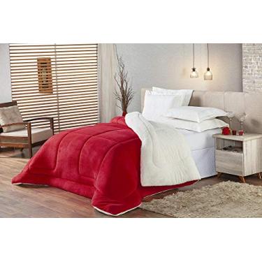 Imagem de Coberdrom Edredom Sherpa solteiro Pele de Carneiro Vermelho