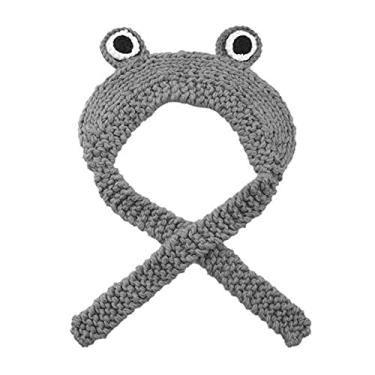 Imagem de Chapéu crochê tricotado para o inverno, gorro fodesenho animado sapo olhos grandes para foto