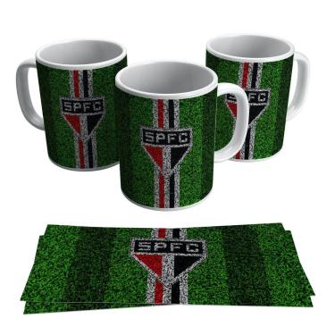 Imagem de Caneca São Paulo Escudo Gramado Time Futebol Tricolor