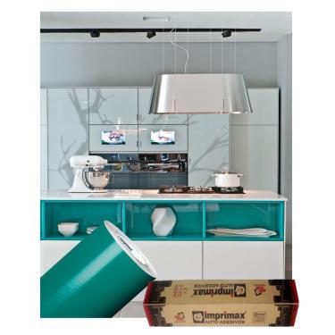 Imagem de Adesivo Verde Turquesa para envelopar Armario Cozinha 50cm X 2m