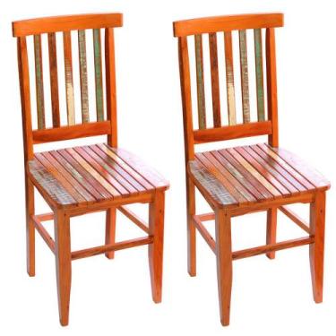Imagem de Conjunto 2 Cadeiras Mineira Madeira De Demolição Com Pátina - Móveis B