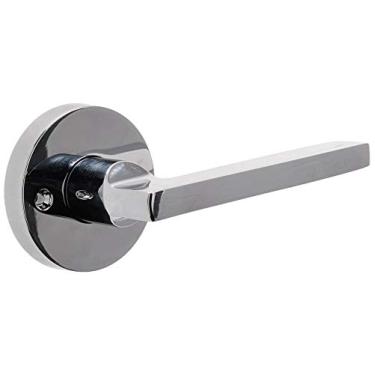 Imagem de Baldwin HDSQURCRR260 Reserva Meio Quadrado Manequim com Rosa Redonda Contemporânea, Acabamento Cromado Brilhante, Mão Direita