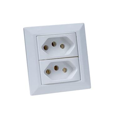 Imagem de Espelho de Tomada Duplo Chanfrado com 2 Tomadas 20A Branco