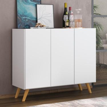 Imagem de Aparador Buffet 3 Portas Retrô Veneza Multimóveis MP1009 Branco/Natural