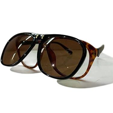 Imagem de Óculos de sol quadrados de grandes dimensões femininos personalidade flip up cinza óculos de sol masculinos duplos unissex óculos uv400, preto leopardo, marrom, china