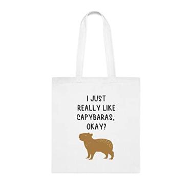 Imagem de SpreadPassion I Just Really Like Capybaras, Okay? Sacola, Capivara, Presente para Amante de Capivara, Bolsa de Ombro Capivara, Bolsas Reutilizáveis, Cesta de Aniversário de Natal Ideia