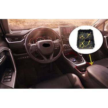 Imagem de GZBFTDH Caixa de armazenamento de apoio de braço para acessórios interiores de carro, compatível com RAV4 2020, protetor de guarnição de moldura de decoração interna (padrão de filigrana dourada)