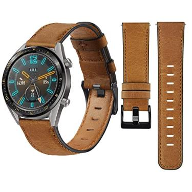 Imagem de Pulseira para Samsung Galaxy Watch 3 compatível com Samsung Gear S3 Watch Active2 Watch 22 mm 20 mm Pulseira requintada de couro de vaca vintage Escolha feminina escolha masculina (22 mm, marrom)