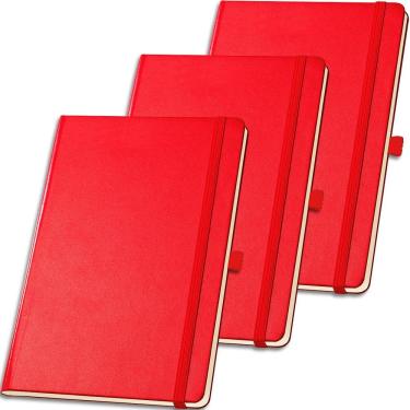 Imagem de Kit 3x Caderneta de Anotações 12x18cm 80 Fls Sem Pauta Vermelho
