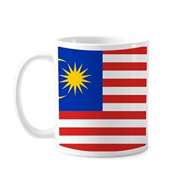 Imagem de Caneca de cerâmica com bandeira nacional da Malásia país da Ásia cerâmica xícara de café porcelana louça