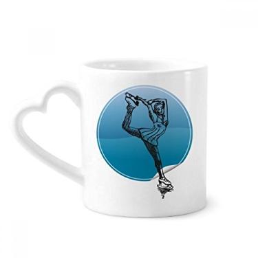 Imagem de Esporte de inverno feminino patinação ilustração retrô caneca café cerâmica copo de coração de vidro