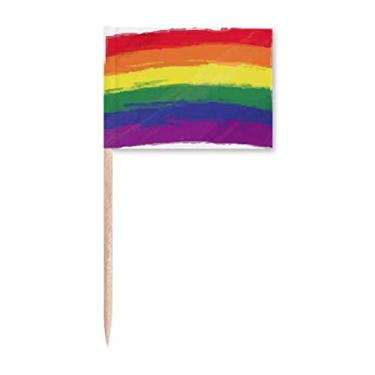 Imagem de Marcadores de palito de dente LGBT gay arco-íris Stippling Topper Decoração de festa
