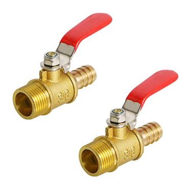 Imagem de Aopin Válvula esférica de latão G macho de 0,95 cm x 10 mm / 2/5 polegada válvula de corte para água, óleo e fluido de gás, válvula de esfera com cabo de vinil adequado para PEX, cobre, HDPE, 2 peças