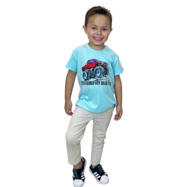 Imagem de Camiseta Infantil Masculina Azul Camionete - Luck Silver