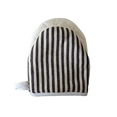 Imagem de 1 par de luvas de forno, mini luvas de forno de cozinha resistentes ao calor para luvas de laço de suspensão de 500 graus, assar churrasco churrasco lavável na máquina, marrom, 18 * 14 cm