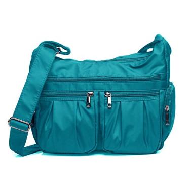 Imagem de VOLGANIK ROCK Bolsas transversais para mulheres, bolsas de ombro, leve, impermeável, nylon, bolsa de viagem, cadernos de bolso femininos, Azul Lago - Padrão