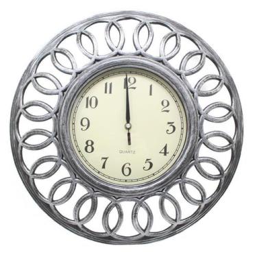 Imagem de Relógio De Parede Decorativo Grande Prata Sala Escritório 46,5cm - Gic