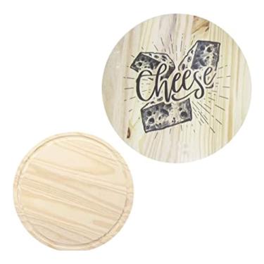 Imagem de Tábua De Corte Redonda De Madeira Estampa Cheese 24cm