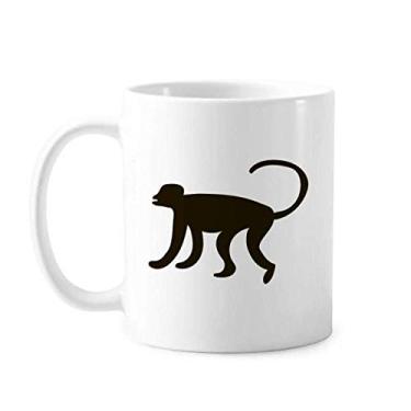 Imagem de Caneca preta de macaco animal retrato cerâmica xícara de porcelana café louça