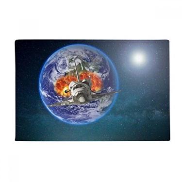 Imagem de DIYthinker Tapete de chão com planetas coloridos Earth Spacecraft Tapete antiderrapante para porta de banheiro